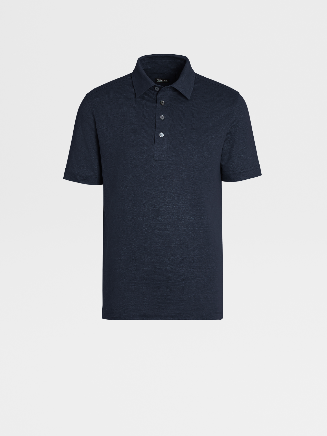 海军蓝亚麻短袖 Polo 衫